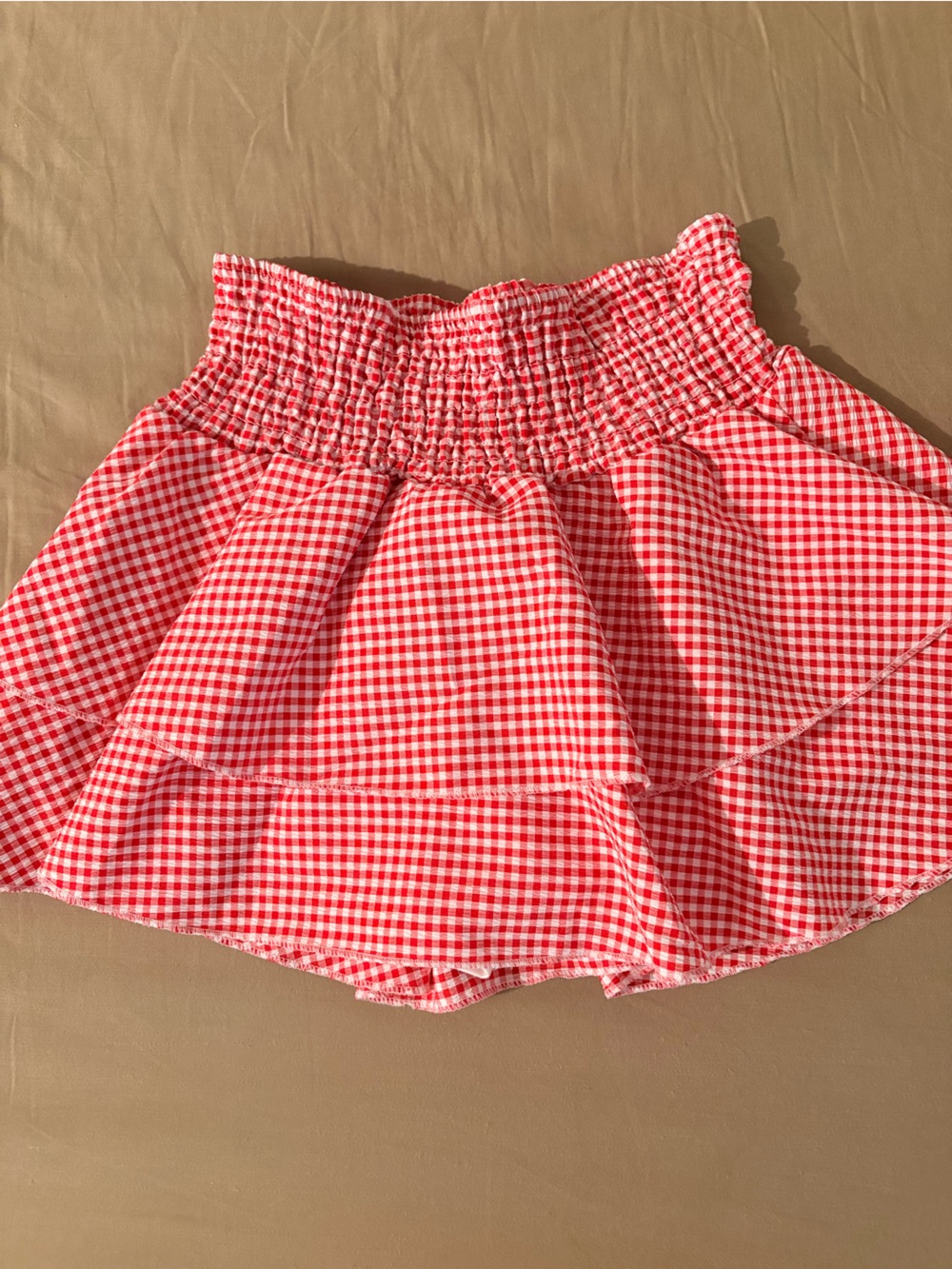 Red Gingham Flowy Mini Skirt